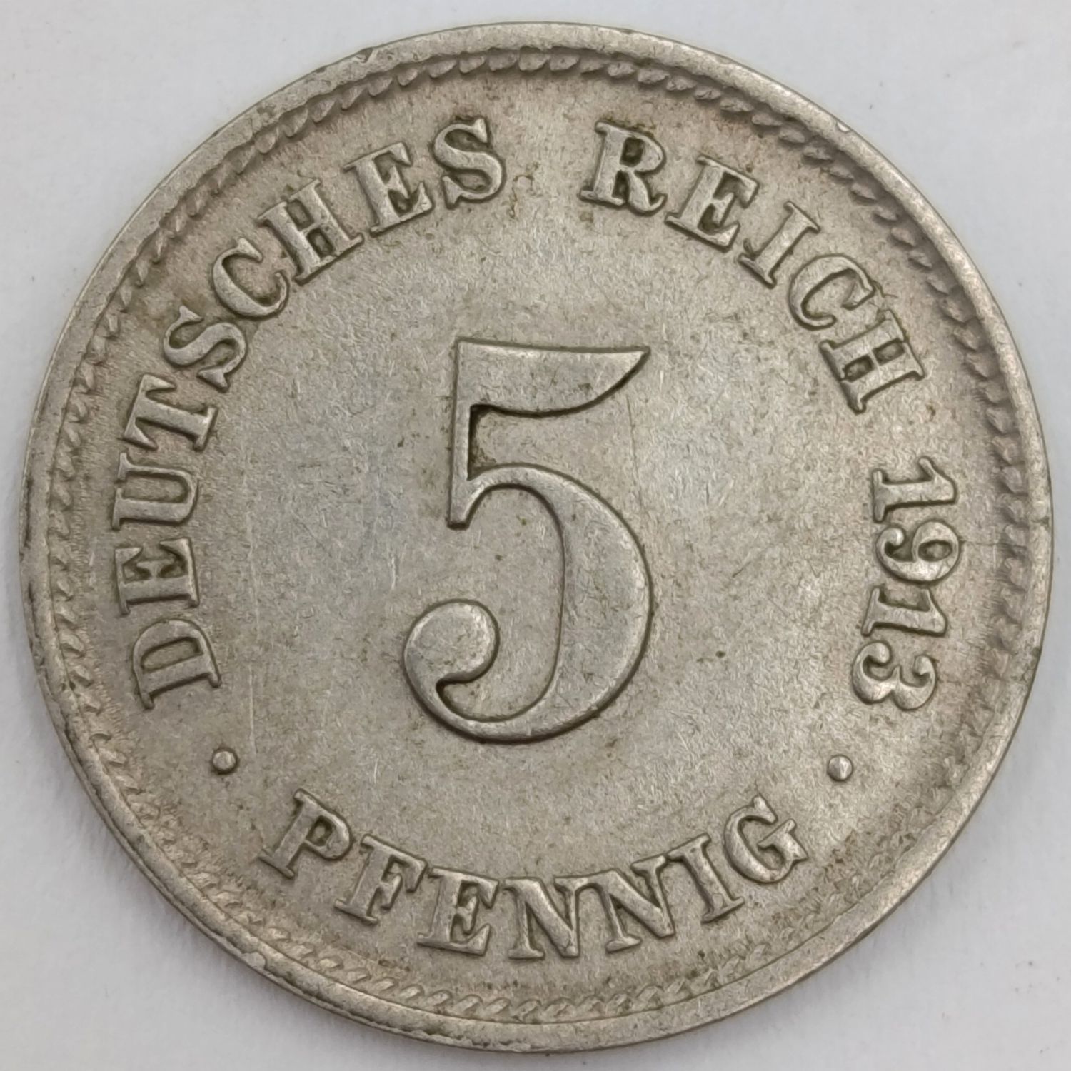 1913 J Germany AU 5 Pfennig