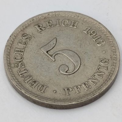 1913 J Germany AU 5 Pfennig