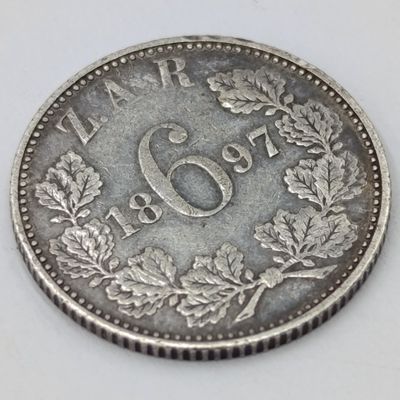 1897 ZAR Paul Kruger Sixpence VF+