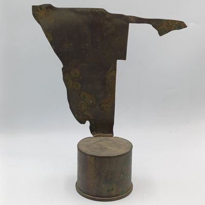 Vintage brass cannon shell trophy made for Namibia uitrek 1 April 1989