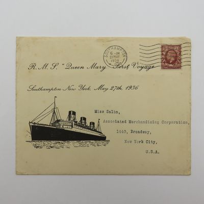 Postal cover to commemorate the first voyage of RMS Queen Mary from Southampton to New York 27 May 1936
