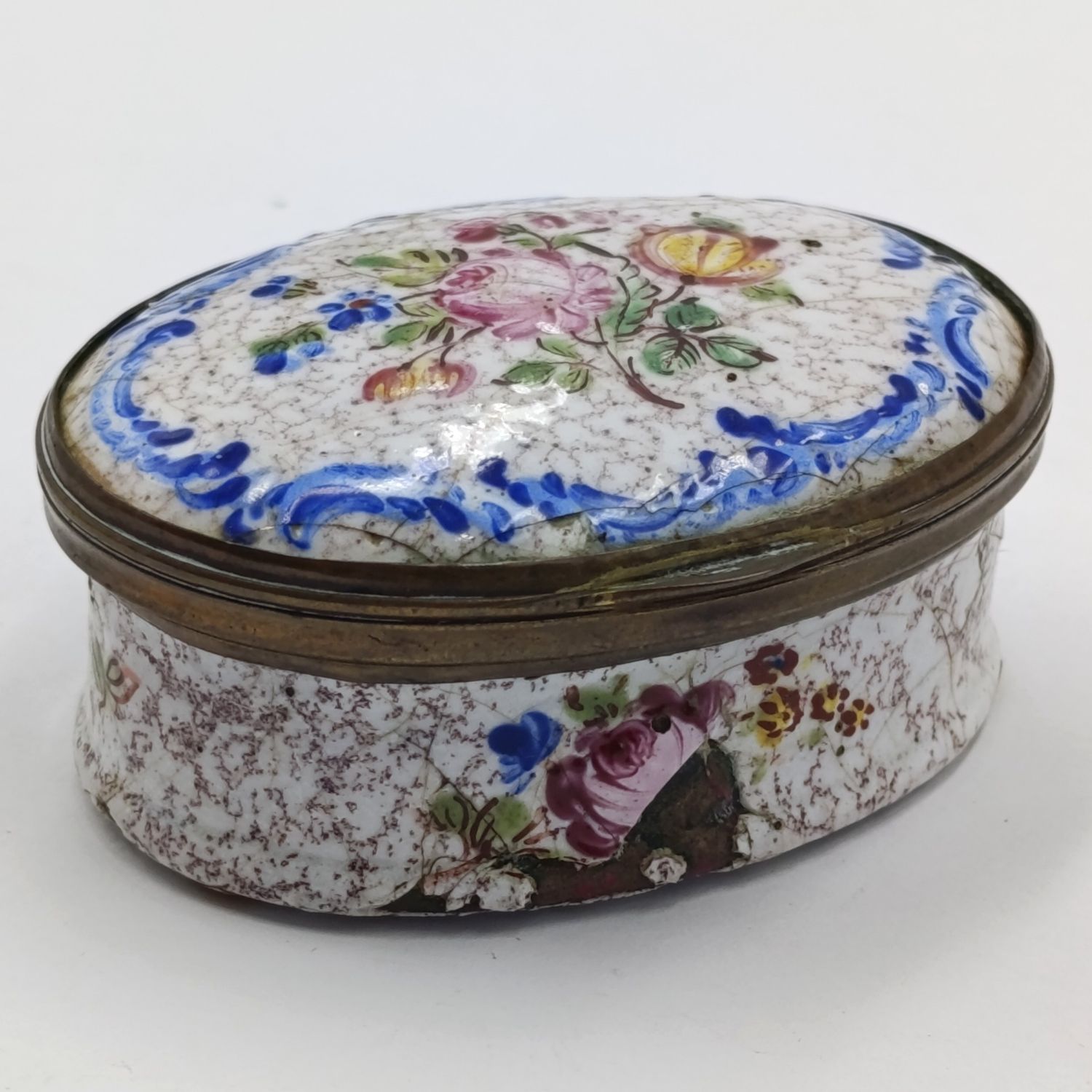 Antique Brass and enamel pill box - belonged to Anna Fourie (1816-1852)