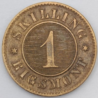 1856 Denmark 1 Skilling with ORB mintmark AU