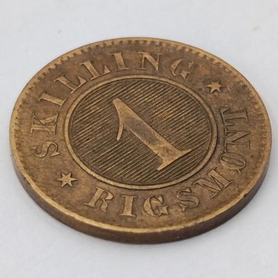 1856 Denmark 1 Skilling with ORB mintmark AU