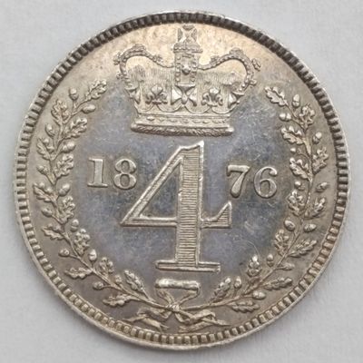1876 Great Britian 4 Pence (Groat) Prooflike - only 4862 Minted