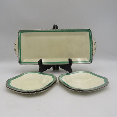 Set of 5 vintage Spode&#39;s Royal Jasmine cake plates - 1 Serving plate, 4 side plates