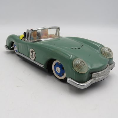 Vintage Chinese MF-763 tinplate friction sports car toy