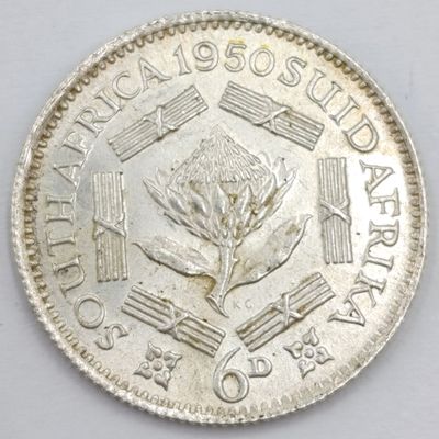1950 South Africa Sixpence uncirculated
