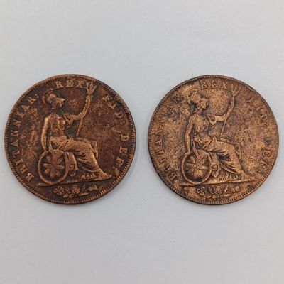 Great Britain 1826 half penny George 4 - Lot of 2