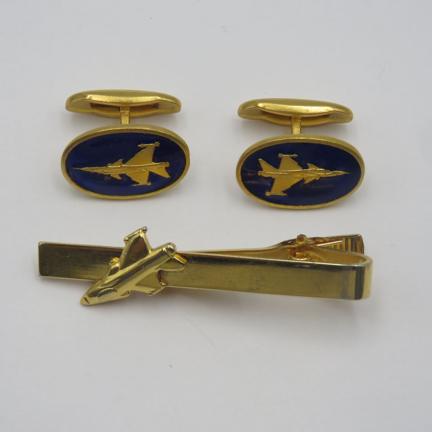 Set of Fighter jets cufflinks and tie clip