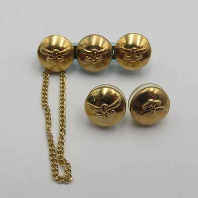 SA Air Force brooch and earrings set made from uniform buttons