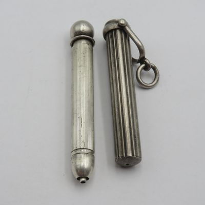 Antique circa 1900 Sterling silver Magic retractable pencil in pendant case