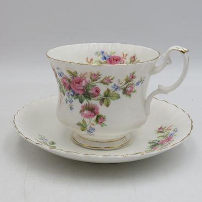 Royal Albert Moss Rose porcelain breakfast cup and saucer