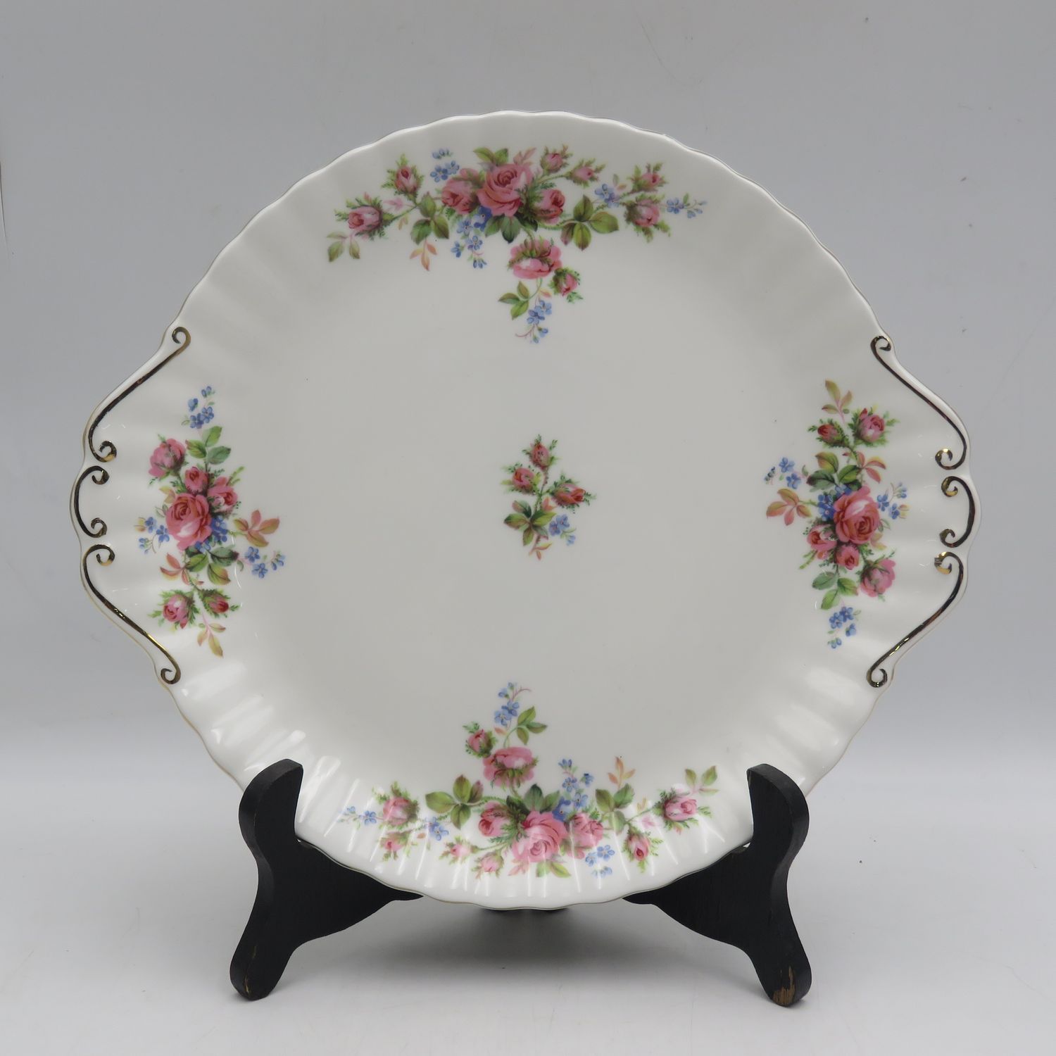 Royal Albert Moss Rose porcelain cake plate