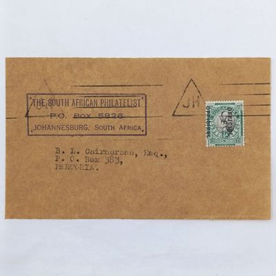 1949/50 Official springbok stamp on front addressed to Pretoria offset printing
