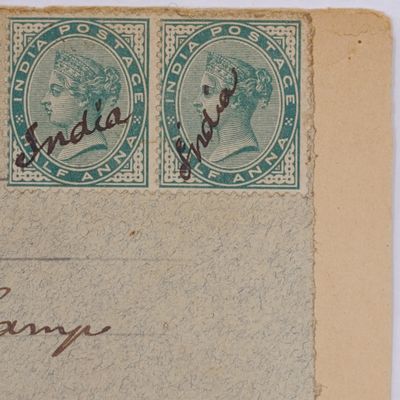 Pair of Boer War POW Cover Fronts Stuck back to back one to JC Ludick Deadwood Camp St Helena posted from India and one to JJ Pienaar Broad Bottom camp St Helena posted from Ceylon