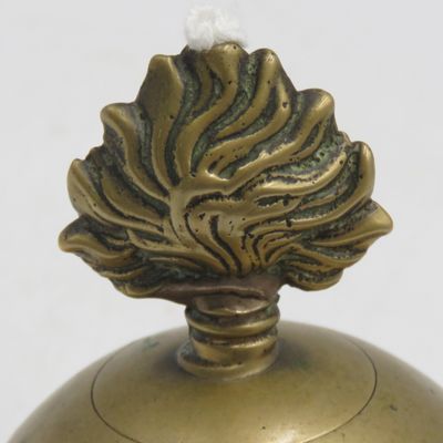 Handmade brass Royal Fusiliers cigar lighter with screw open top ashtray