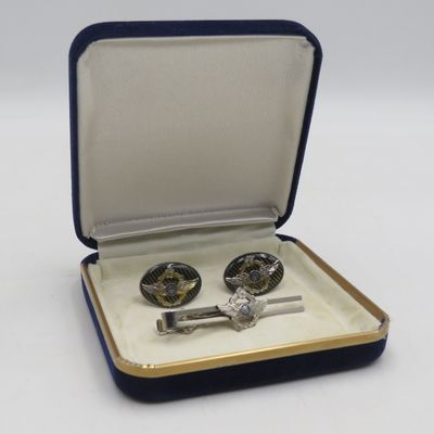 Set of Taiwan ROC Pilot wings cufflinks and tie clip