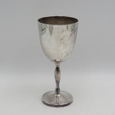 Pair of Silverplated goblets issued to Col. Des Barker SAAF and his wife