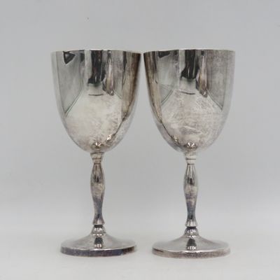 Pair of Silverplated goblets issued to Col. Des Barker SAAF and his wife