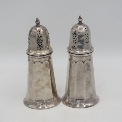 Pair of WW2 Royal Air Force silverplated sugar casters from officers mess in Singapore
