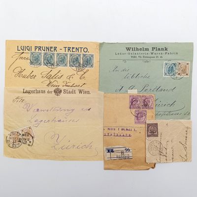 Lot of 5 Antique letters &amp; letter fronts - all sent to Switzerland - oldest is 1888