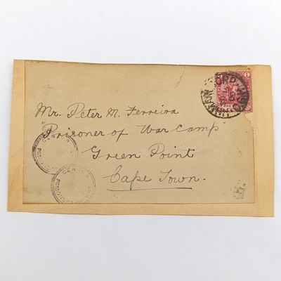 POW Boer War letter fronts - 2 stuck back to back one posted from Port Elizabeth to S de Swart, Deadwood Camp, Sr Helena 9 Jan 1901