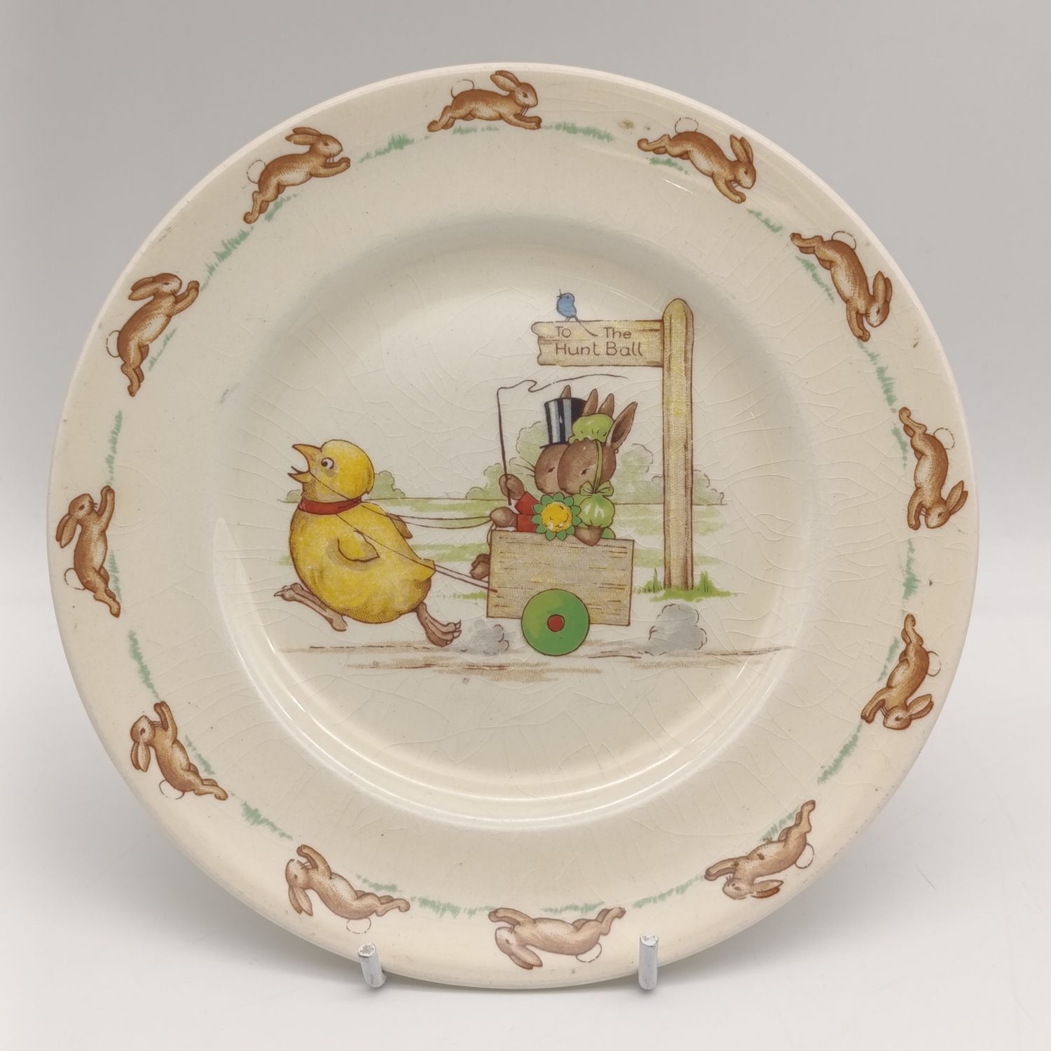 Royal Doulton Bunnykins &quot;To the Hunt Ball&quot; porcelain sideplate