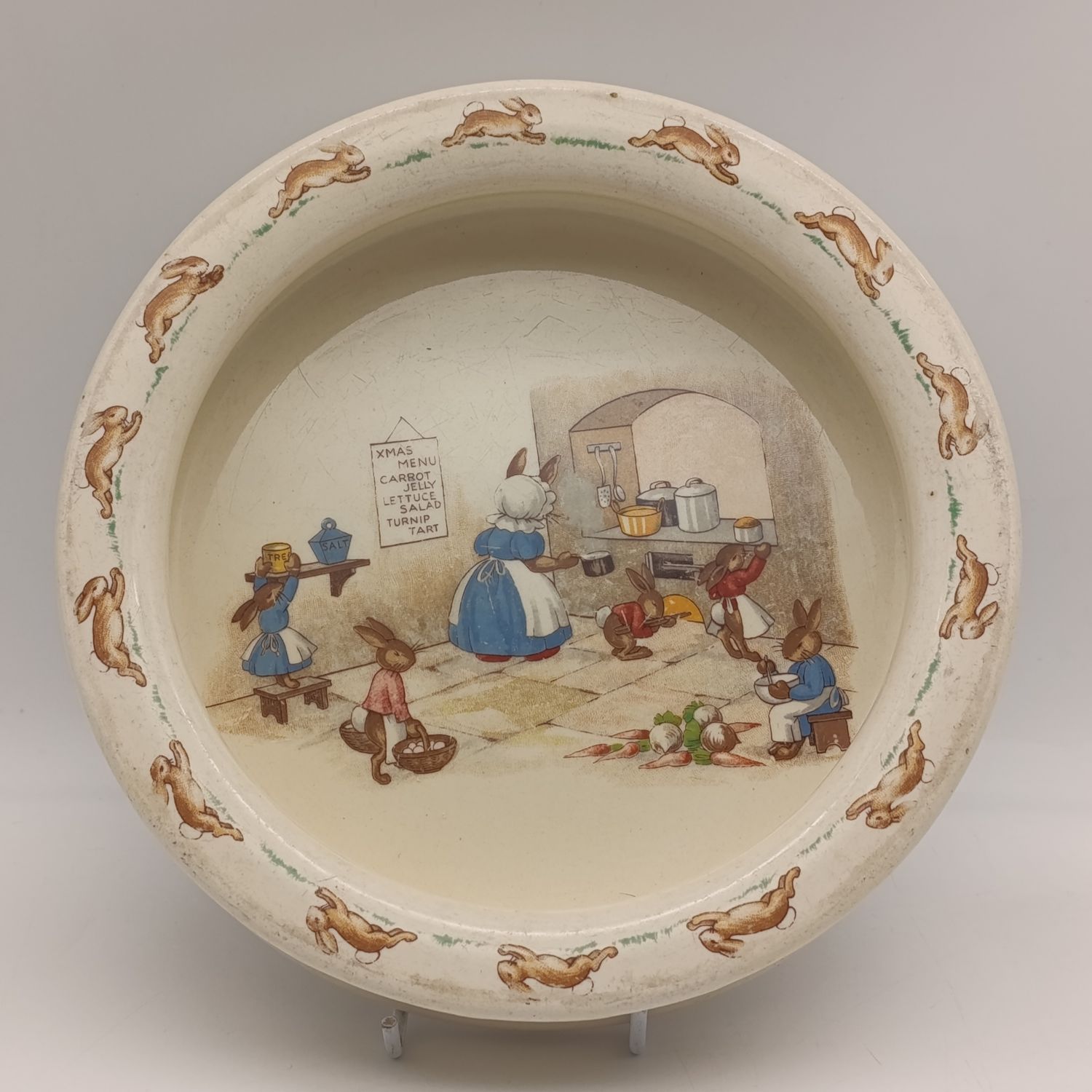 Royal Doulton Bunnykins Xmas menu porridge bowl