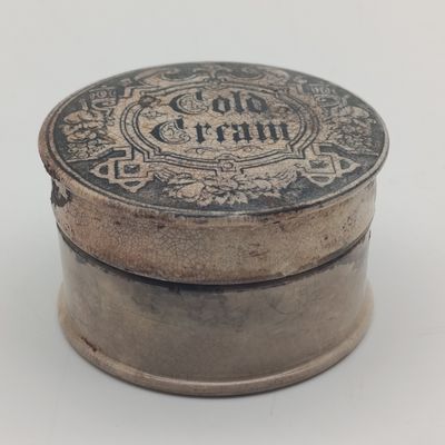 Antique Cold Cream ceramic lid with base