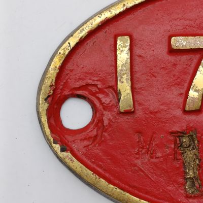 SA Railways Class 14 tender #1711 brass tender plate - This locomotive was used at Rustenburg Platinum Mines - Overstamped MPI