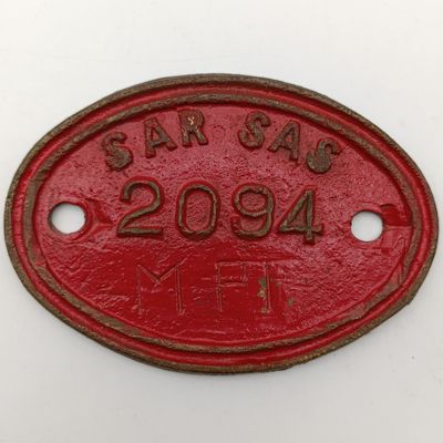 SA Railways Class 15A #2094 MP1 brass tender plate - Overstamped MPI