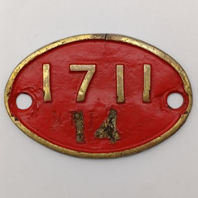 SA Railways Class 14 tender #1711 brass tender plate - This locomotive was used at Rustenburg Platinum Mines - Overstamped MPI