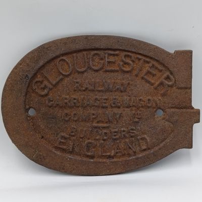 Antique Gloucester Railway Carriage and Wagon company builders plate