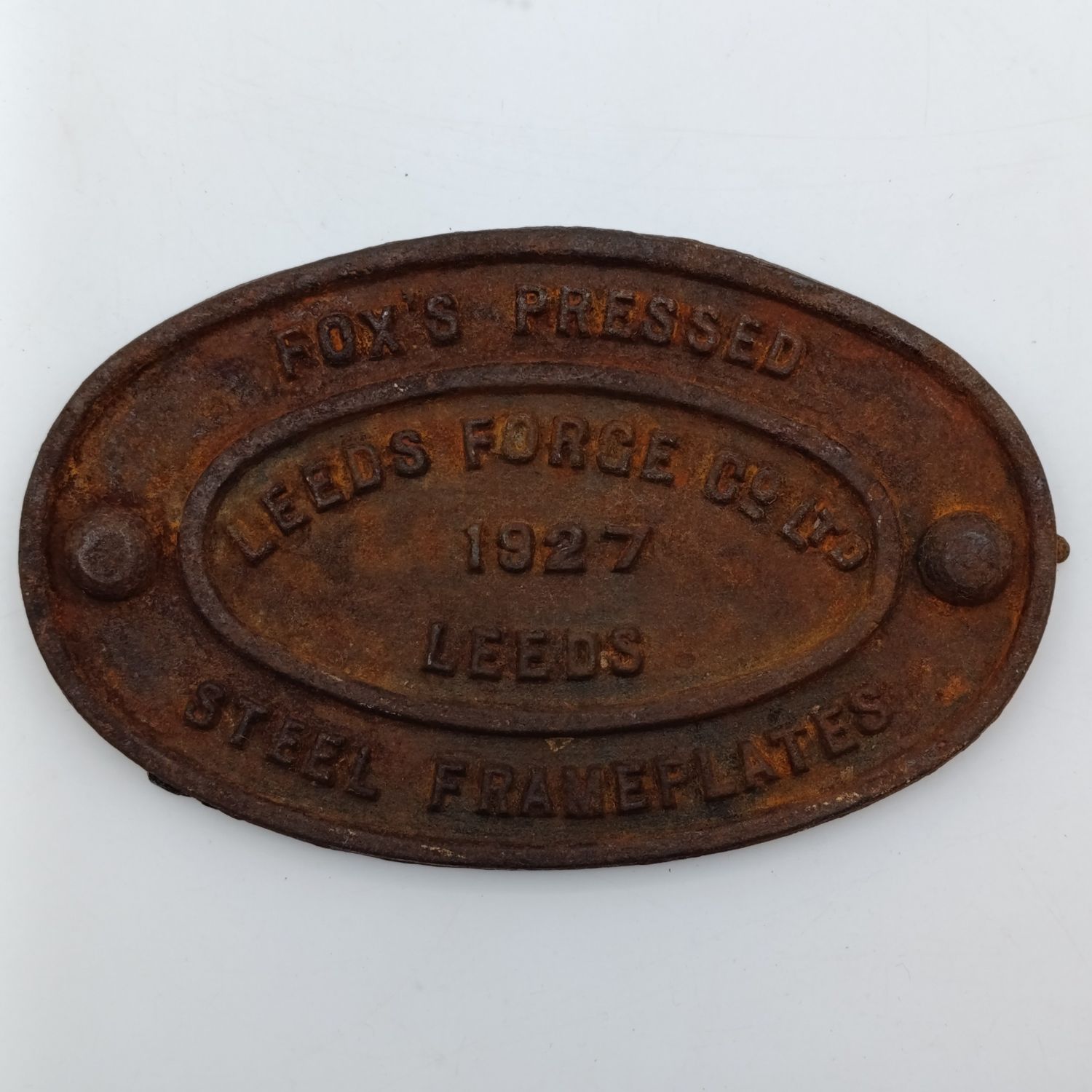 Leeds Forge Co. LTD Fox pressed steel Frameplates cast iron metal sign