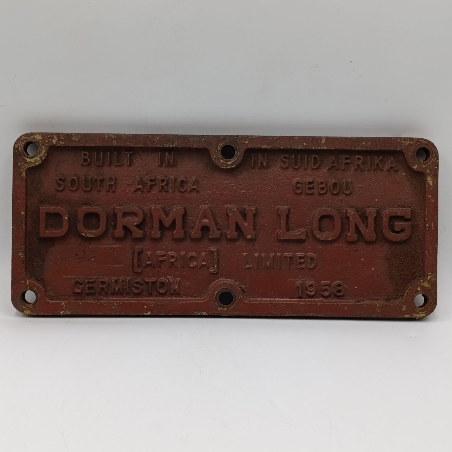 Vintage SA Railways Dorman Long Locomotive group cast iron nameplate