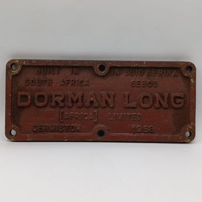 Vintage SA Railways Dorman Long Locomotive group cast iron nameplate