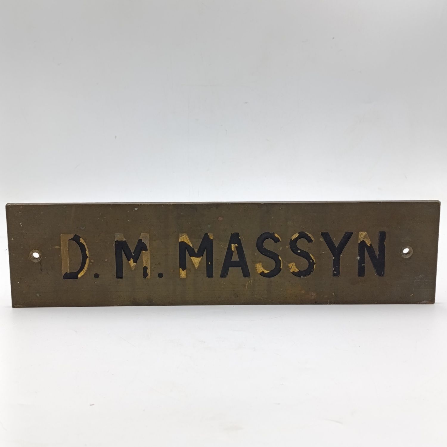 Vintage Solid brass DM  Massyn name plate