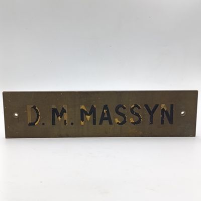Vintage Solid brass DM  Massyn name plate