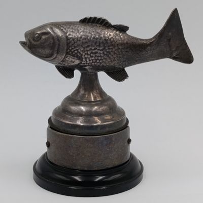 Vintage silver colour fishing trophy