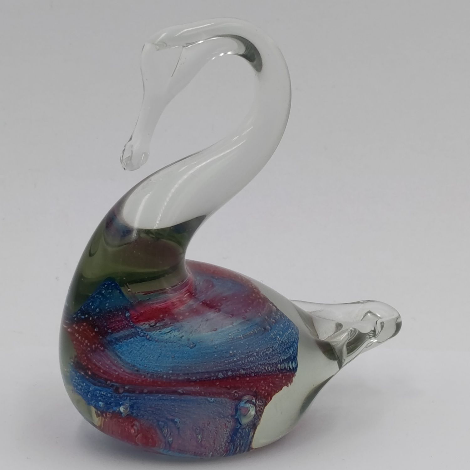 Vintage handmade glass swan paperweight