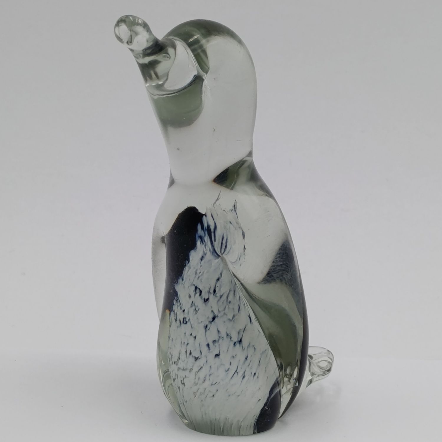 Vintage handmade glass penguin figurine paperweight