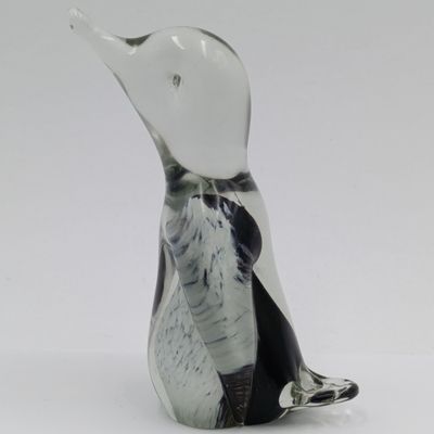 Vintage handmade glass penguin figurine paperweight