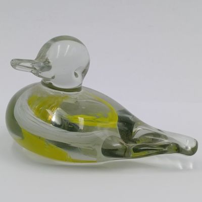 Vintage handmade glass duck paperweight figurine