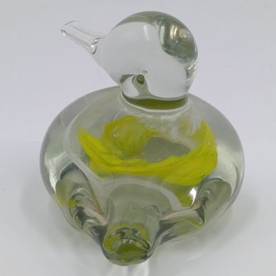 Vintage handmade glass duck paperweight figurine