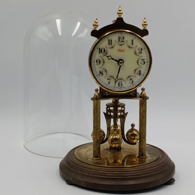 Vintage Kundo 400 day Anniversary dome clock with glass dome - suspension wire broken - height 22cm