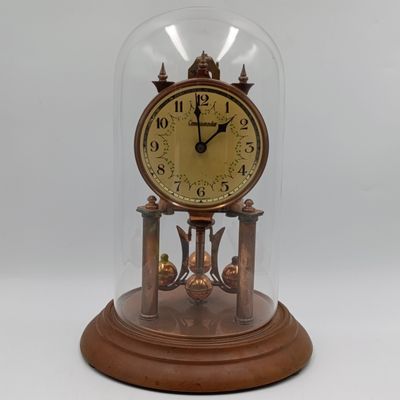 Vintage Commando 400 day anniversary dome clock with glass dome - suspension wire broken - height 28cm