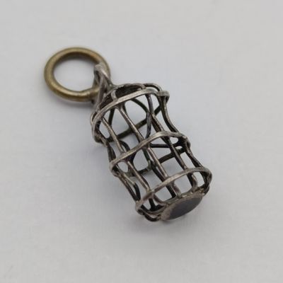 Sterling silver bird cage charm - weighs 0.6g