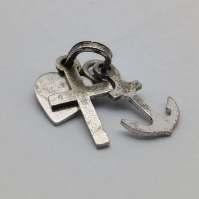Sterling silver heart, cross and anchor charm - weighs 1.1g