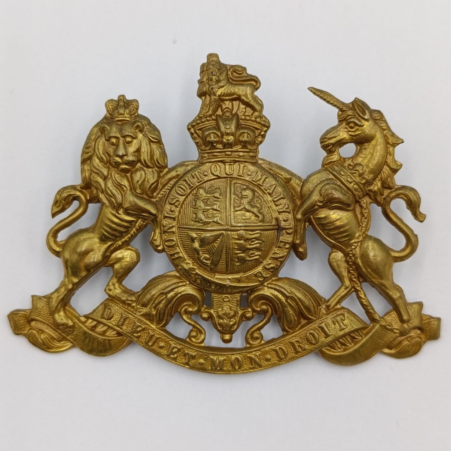 Royal Army Household Cavalry helmet plate badge - no pins and lead filled